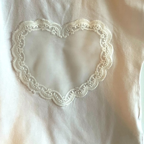 Lace T-Shirt Heart Portrait Portugal Designer Piccola Speranza White Girl’s 4T - Picture 3 of 6